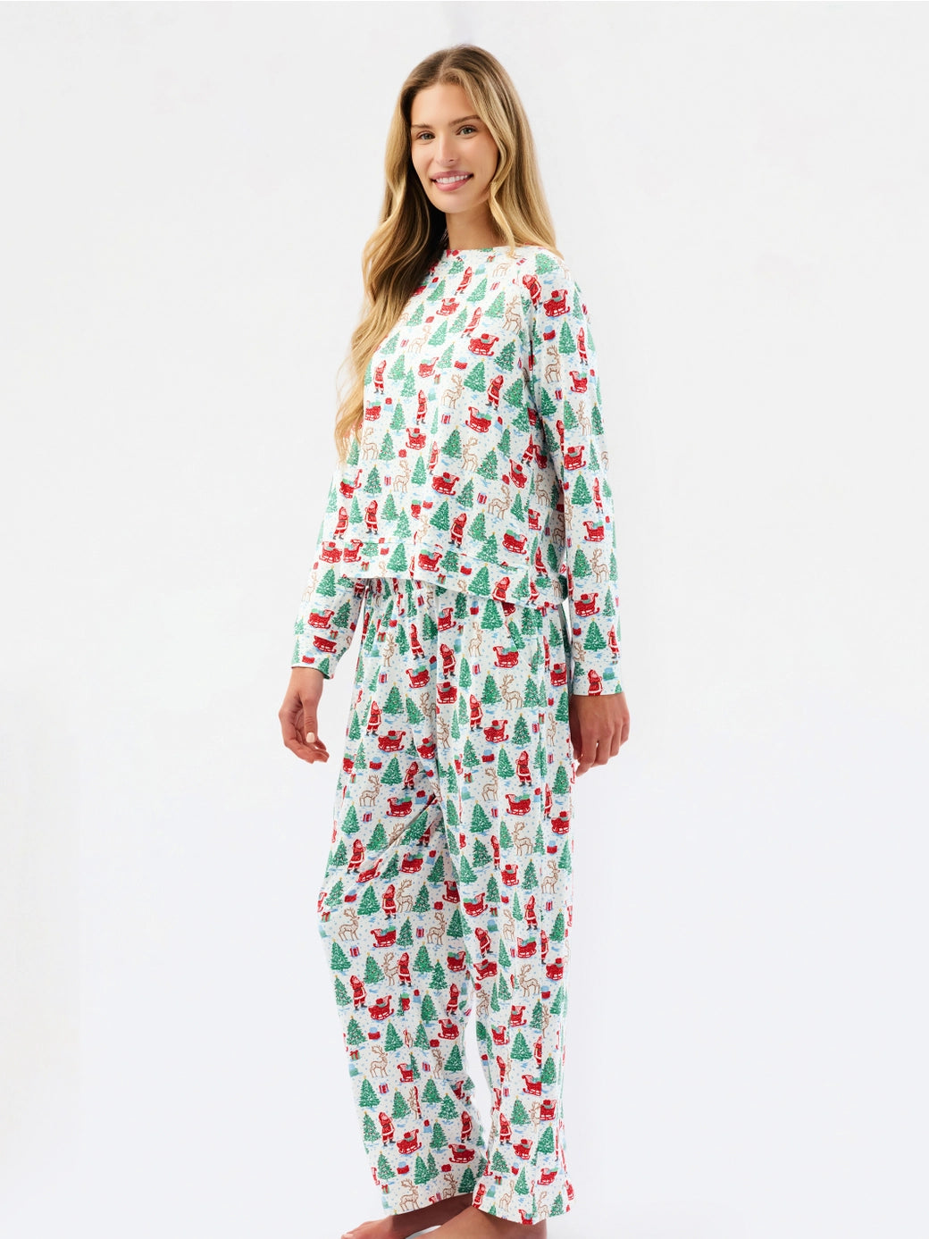 Tidings and Toile Annie Printed Long Sleeve Pant Pajama Set - Red Multi