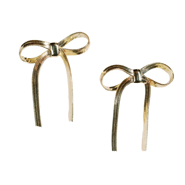 Mini Gold Duster Bow Earrings