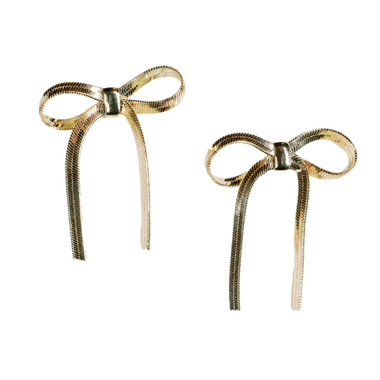 Mini Gold Duster Bow Earrings