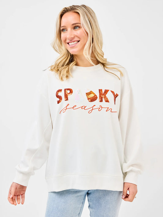 Sarah Spooky Season Embellished Sweatshirt by Mary Square - White