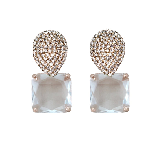 Pave Gumdrop Clear Crystal Statement Earrings
