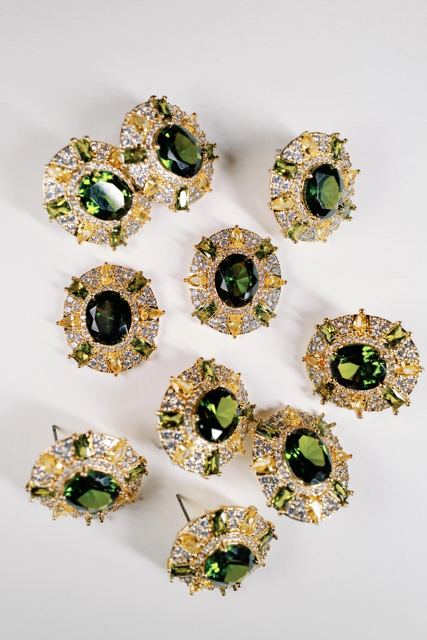 Olive and Canary Oval Luxe Statement Earrings
