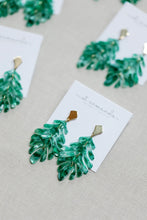 Load image into Gallery viewer, Monstera Palm Drop Earrings - Green Multi
