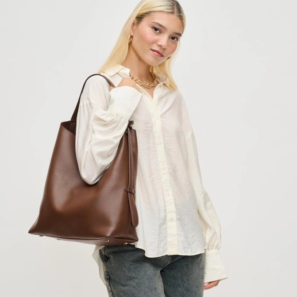 Zelda Vegan Leather Hobo Handbag - Chocolate Brown