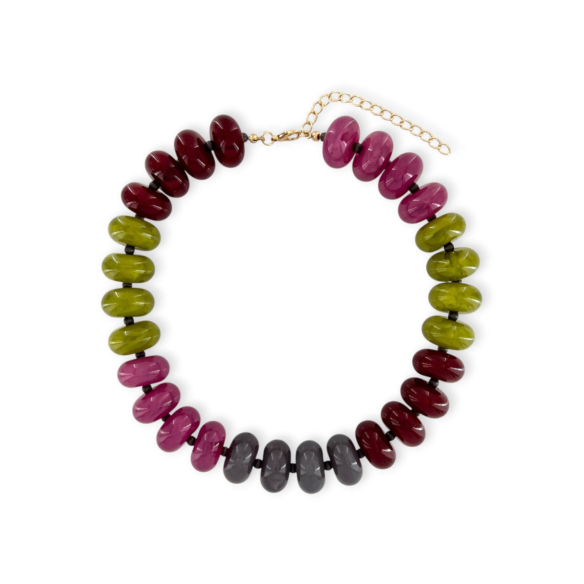 Chunky Candy Beaded Rondelle Necklace Multi Color Mix - Red Multi
