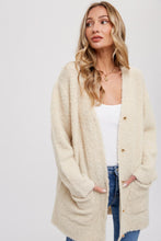 Load image into Gallery viewer, zSALE Holborn Long Sleeve Soft Fuzzy Drape Front Cardigan - Oatmeal
