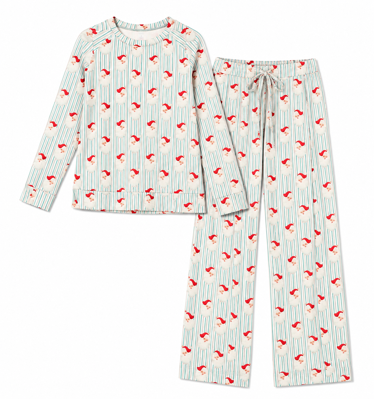 Santa Baby Vintage Annie Printed Long Sleeve Pant Pajama Set - Red Multi