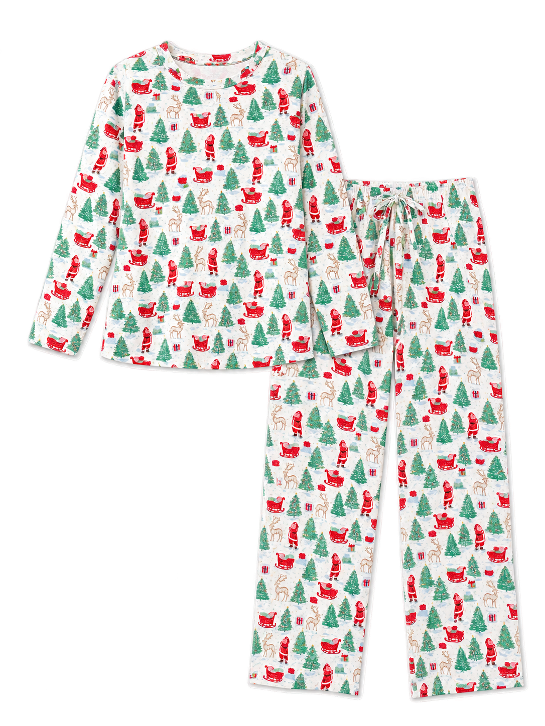 Tidings and Toile Annie Printed Long Sleeve Pant Pajama Set - Red Multi