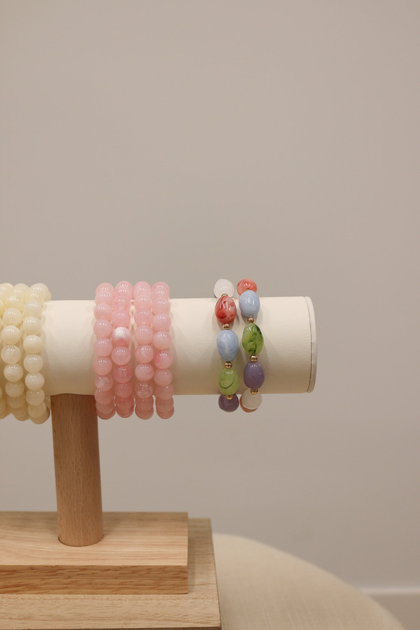 Fia Natural Stone Beaded Bracelet Set - Light Pink