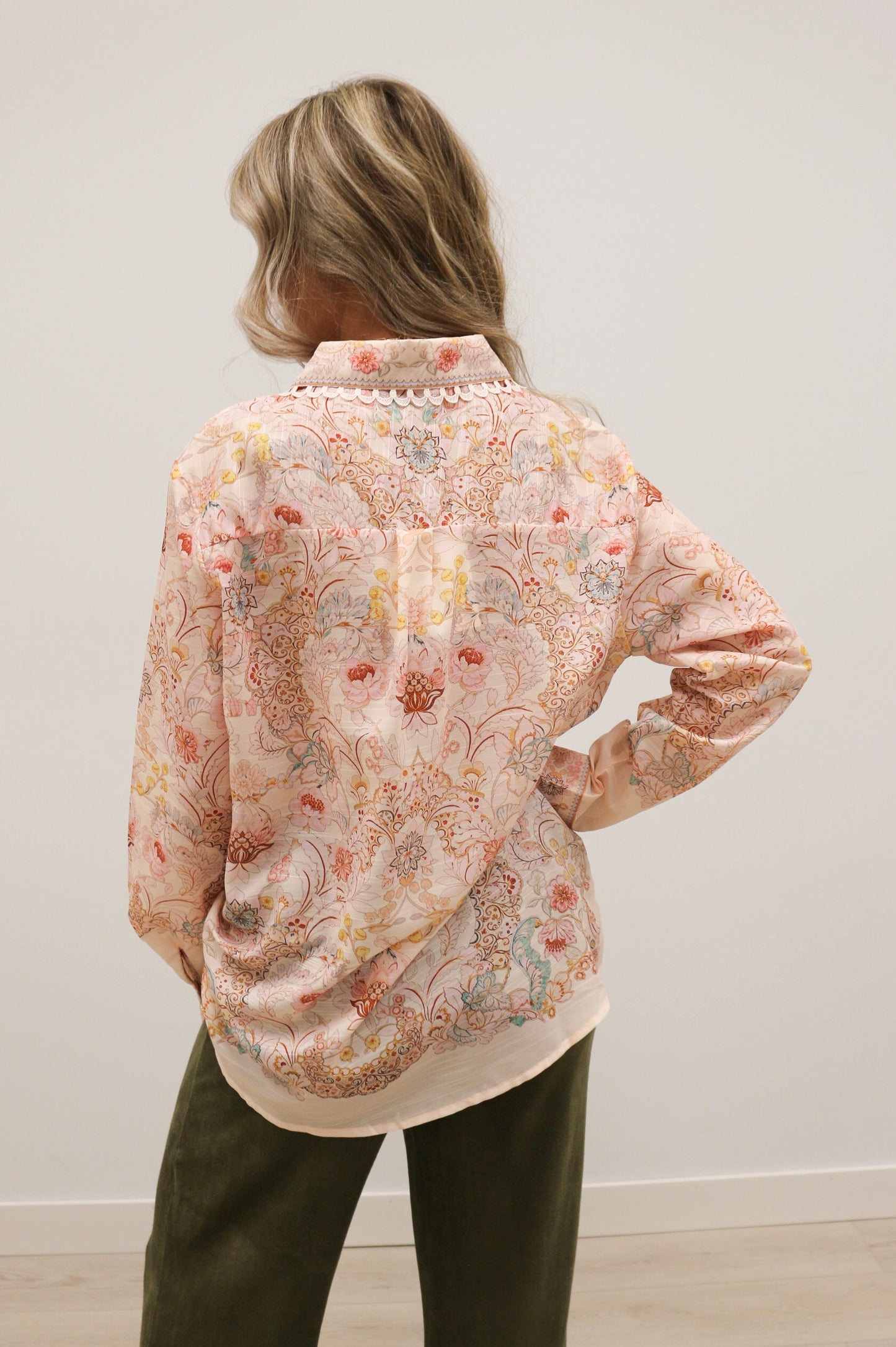 Lacera Long Sleeve Printed Button Up Blouse - Pink Multi