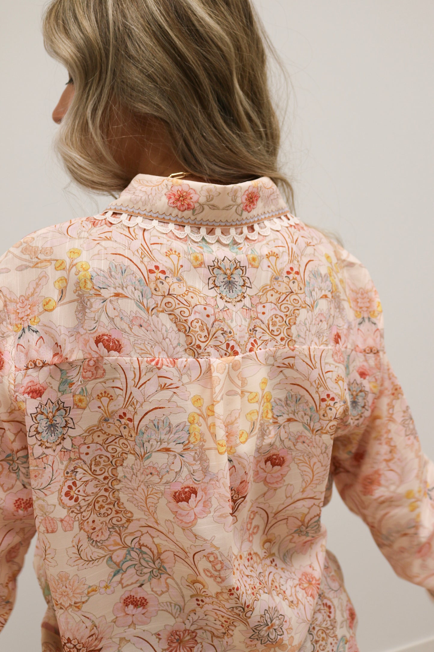 Lacera Long Sleeve Printed Button Up Blouse - Pink Multi