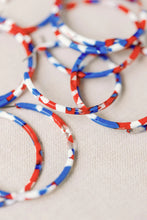 Load image into Gallery viewer, Red White &amp; Blue Skinny Hoop Earrings
