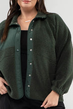 Load image into Gallery viewer, Curve Brooke Fleece Panel Snap Front Bomber Jacket - Emerald Green
