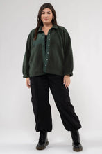Load image into Gallery viewer, Curve Brooke Fleece Panel Snap Front Bomber Jacket - Emerald Green
