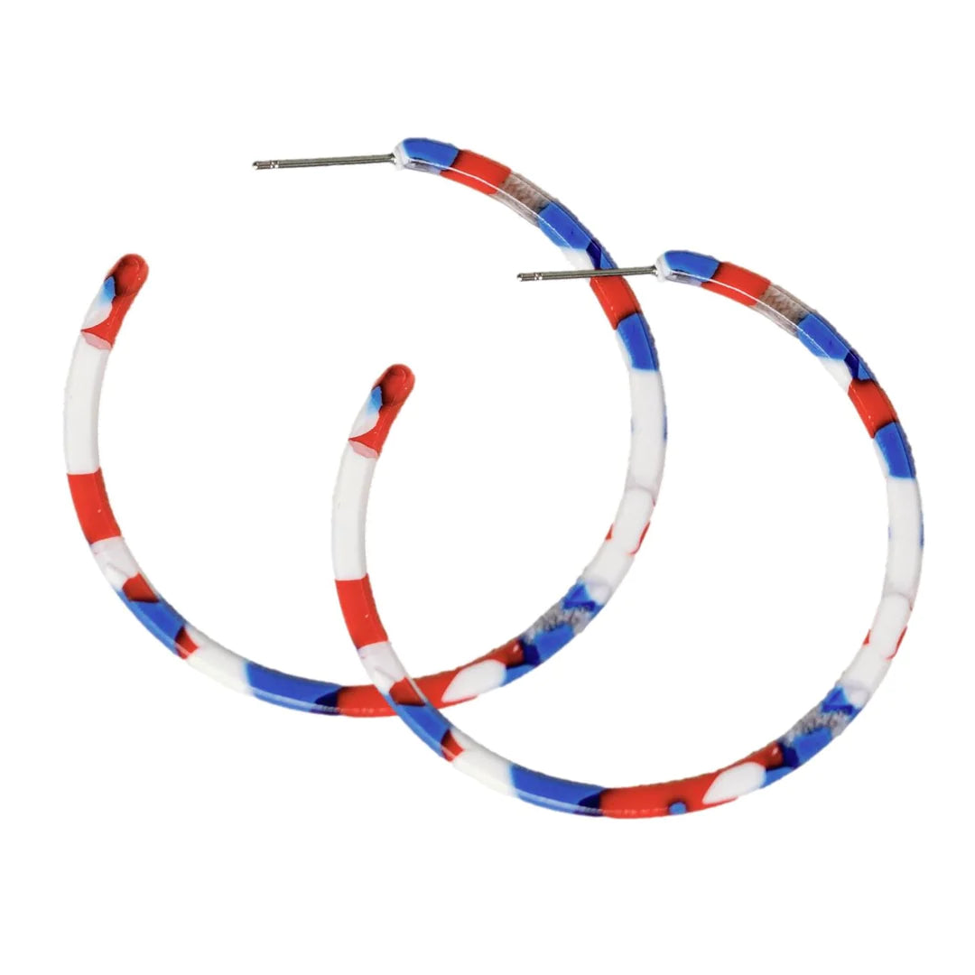 Red White & Blue Skinny Hoop Earrings