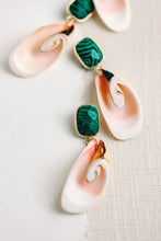 Load image into Gallery viewer, Pink Shell and Green Malachite Statement Earrings

