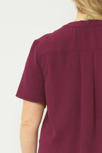 Load image into Gallery viewer, Curve Lydia Essential V-Neck Woven Short Sleeve Blouse - Burgundy
