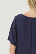Load image into Gallery viewer, Thea Essential V-Neck Short Sleeve Woven Blouse - Navy
