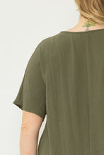 Load image into Gallery viewer, Curve Thea Essential V-Neck Short Sleeve Woven Blouse - Olive Green
