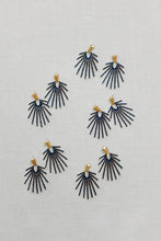 Load image into Gallery viewer, Hammered Gold Sunburst Drop Earrings - Navy Blue
