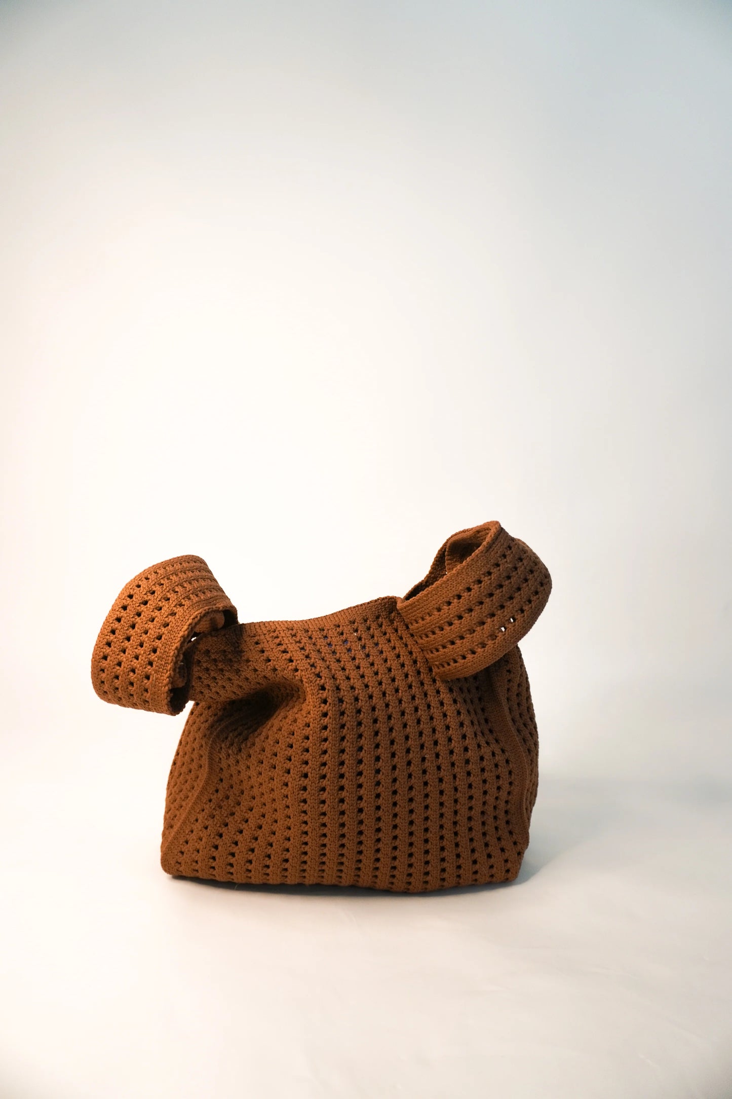 Crochet Top Knot Machine Washable Bag Medium - Brown
