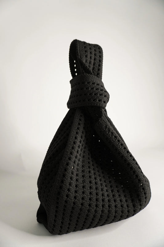 Crochet Top Knot Machine Washable Bag Small - Black
