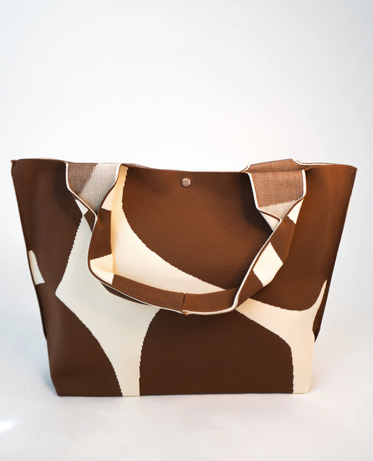 MOOdy Printed Signature Tote Machine Washable - Brown Multi