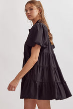 Load image into Gallery viewer, Abby Short Puff Sleeve Tiered Ruffle Mini Dress - Black
