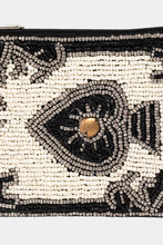 Load image into Gallery viewer, Ace of Spades Card Print Seed Beaded Coin Pouch - Black Multi
