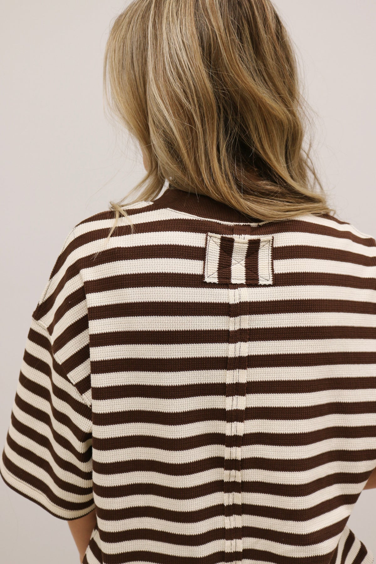Ace Oversized Stripe Ribbed Knit Top - Brown Multi