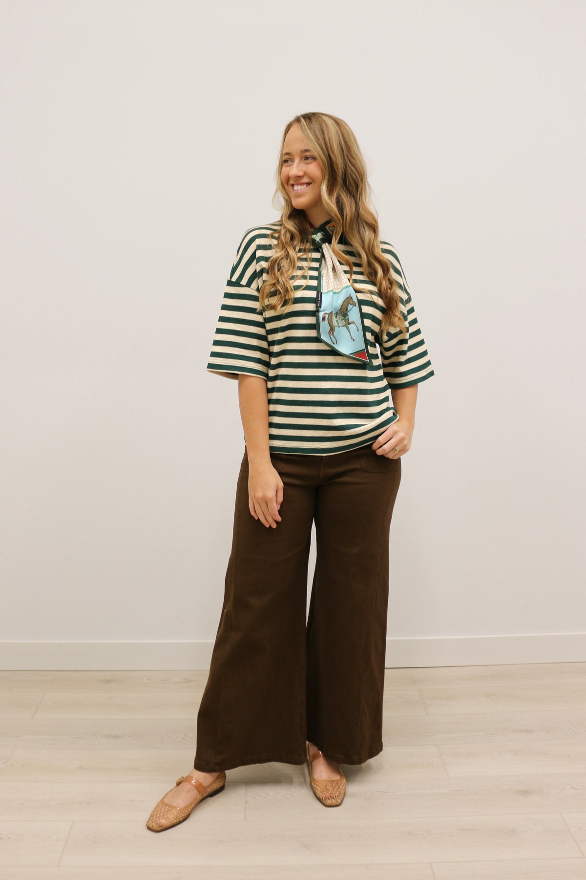 Ace Oversized Stripe Ribbed Knit Top - Green Multi