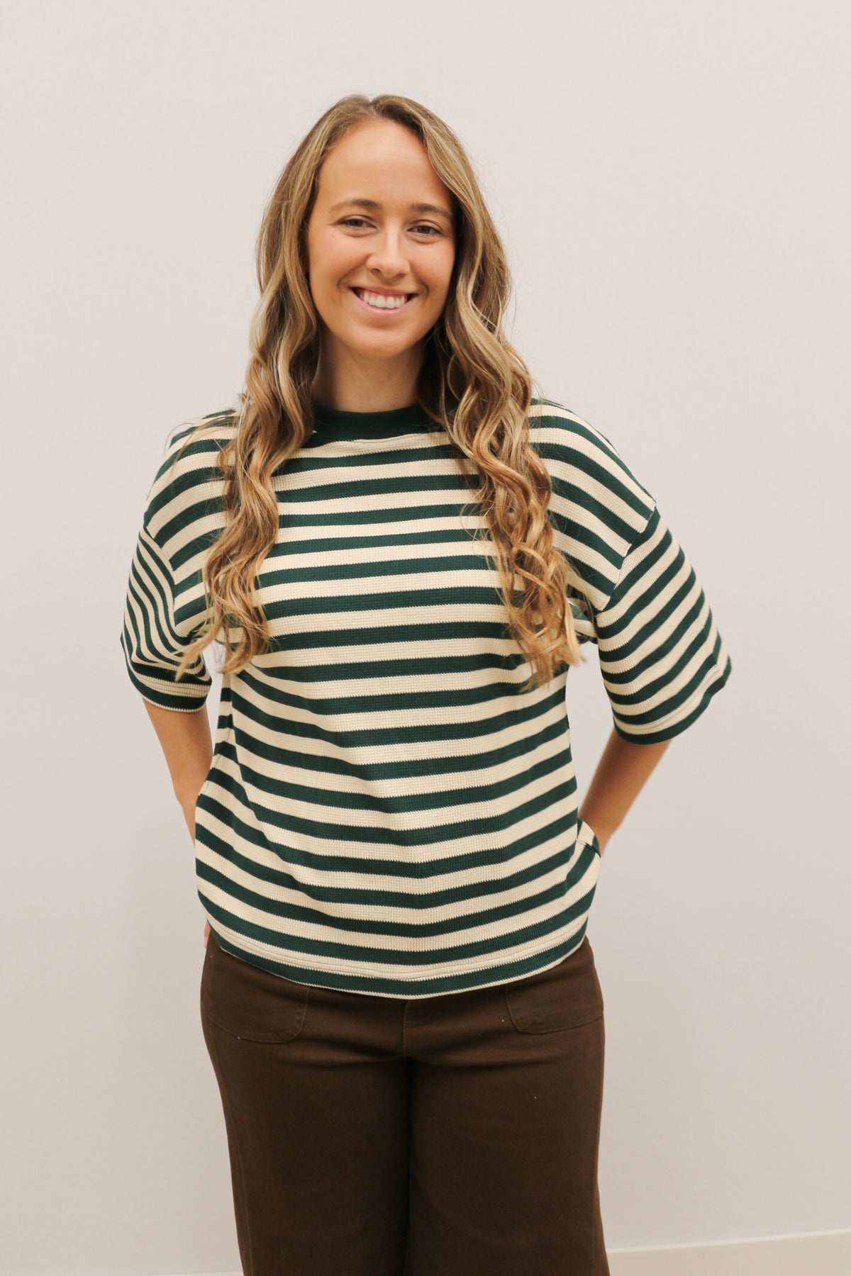 Ace Oversized Stripe Ribbed Knit Top - Green Multi