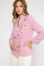 Load image into Gallery viewer, Alessandra Houndstooth Double-Breasted Blazer - Pink Gold Multi
