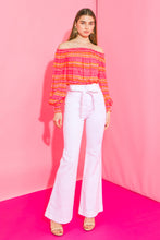 Load image into Gallery viewer, zSALE Alta High Waisted Tie Belt Denim Bell Bottom Pant - White
