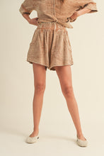 Load image into Gallery viewer, Anais Double Gauze Relaxed High Waisted Shorts - Toffee
