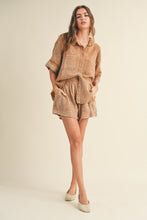 Load image into Gallery viewer, Anais Double Gauze Relaxed Button Up Short Sleeve Shirt - Toffee
