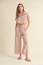 Load image into Gallery viewer, Arizona Smocked Waist Stripe Crinkle Fabric Pants - Toffee
