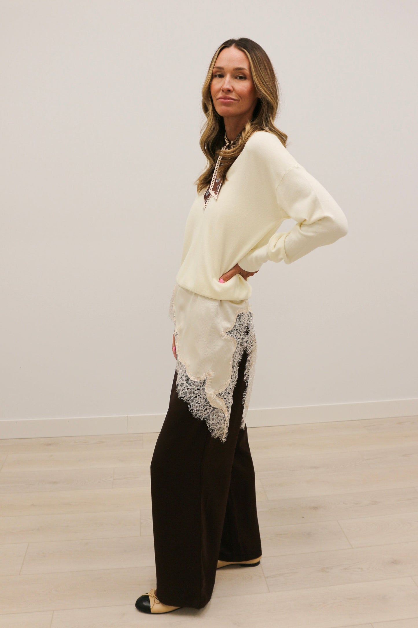 Lennox Lightweight Long Sleeve Solid Sweater - Ivory