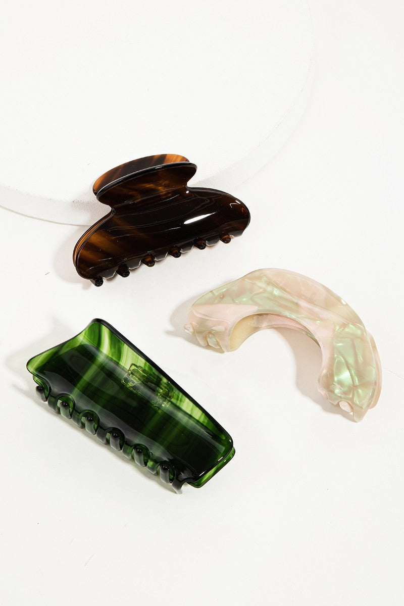 Autumn Palette Assorted Hair Claw Clip Set - Brown Multi