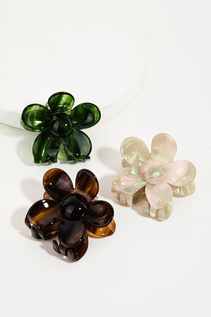 Flower Hair Claw Clip Autumn Palette Set - Brown Multi