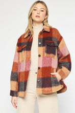 Load image into Gallery viewer, Autumn Oversized Felted Gingham Button Up Jacket - Brick Multi
