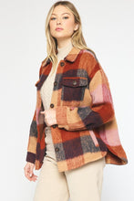 Load image into Gallery viewer, Autumn Oversized Felted Gingham Button Up Jacket - Brick Multi

