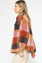 Load image into Gallery viewer, Autumn Oversized Felted Gingham Button Up Jacket - Brick Multi
