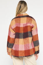 Load image into Gallery viewer, Autumn Oversized Felted Gingham Button Up Jacket - Brick Multi
