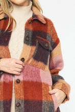 Load image into Gallery viewer, Autumn Oversized Felted Gingham Button Up Jacket - Brick Multi
