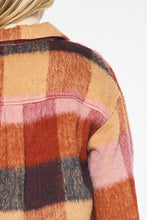 Load image into Gallery viewer, Autumn Oversized Felted Gingham Button Up Jacket - Brick Multi
