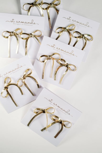 Mini Gold Duster Bow Earrings