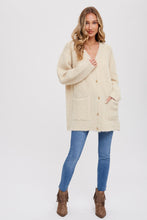 Load image into Gallery viewer, zSALE Holborn Long Sleeve Soft Fuzzy Drape Front Cardigan - Oatmeal
