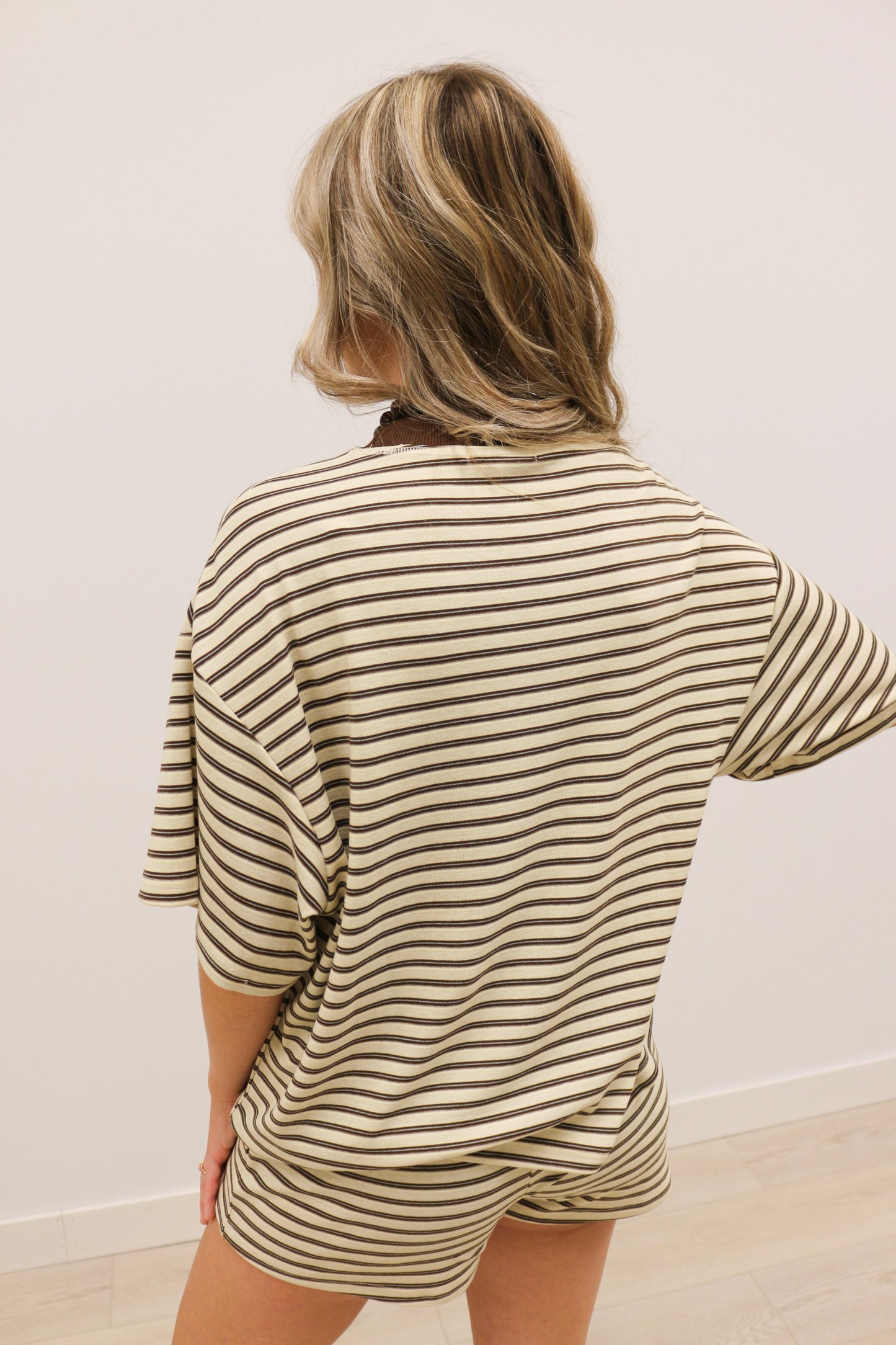 Bailey Striped Oversized Relaxed Fit Tee - Sand Multi