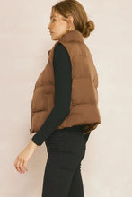 Load image into Gallery viewer, Baker Cropped Zip Up Puffer Vest - Brown
